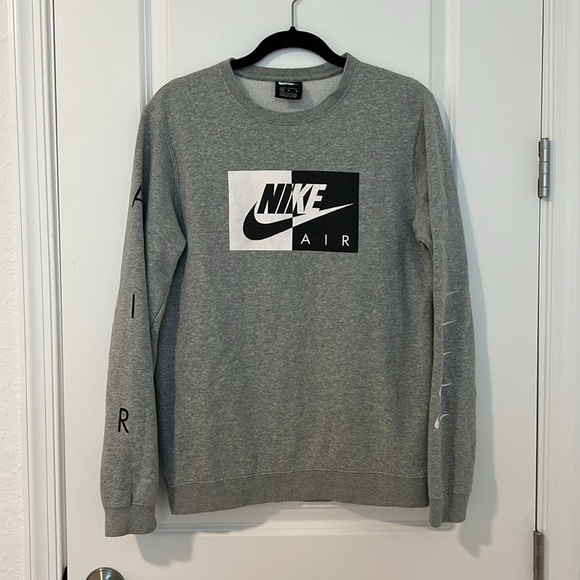 Nike Other - Nike Air Crewneck Pullover Sweatshirt Gray White Black Swoosh Logo Size Medium